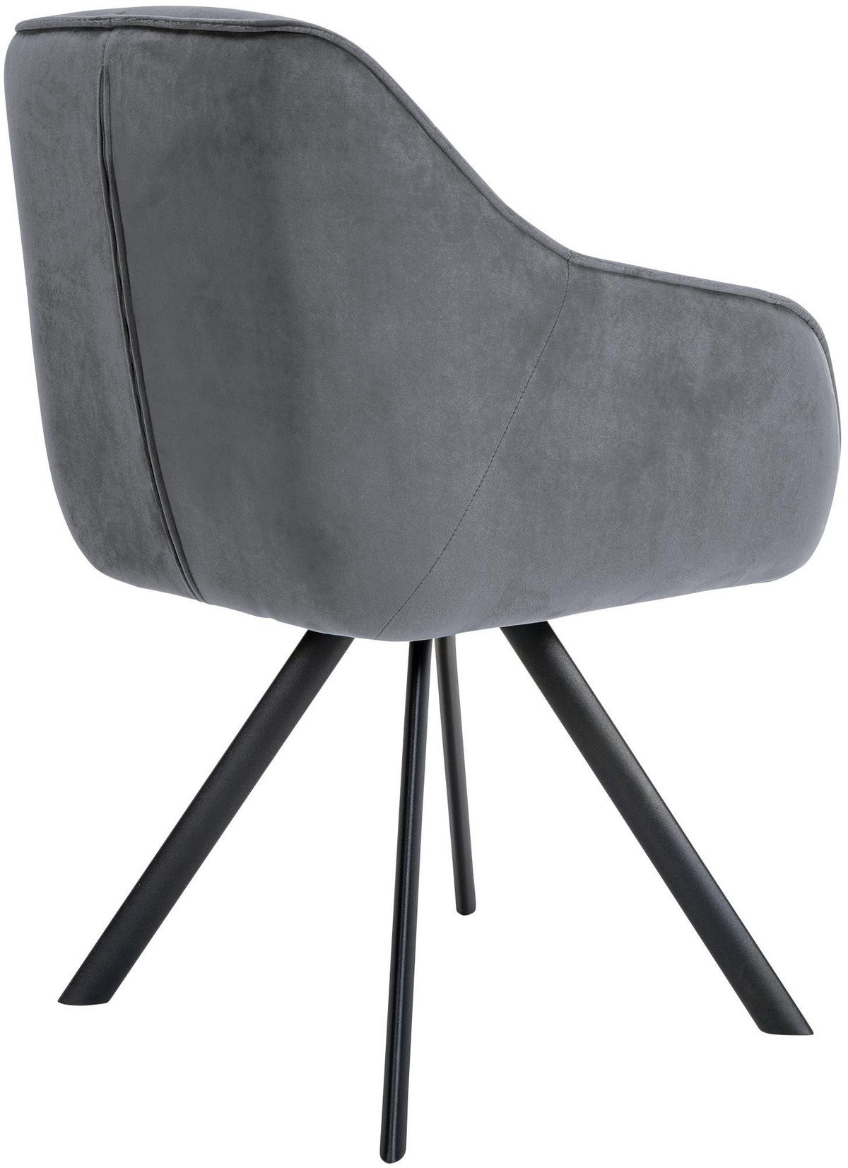 ARMLEHNENSTUHL Samt Dunkelgrau - Dunkelgrau/Schwarz, Textil/Metall (57/90/63cm) - CLP