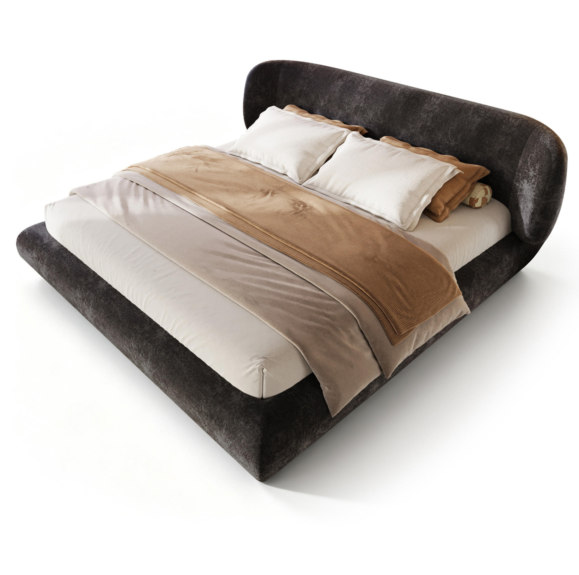 POLSTERBETT aus Chenille 140x190 cm Grau mit Lattenrost und gepolstertem Kopfteil - Grau, Textil (140/190cm) - Modfu