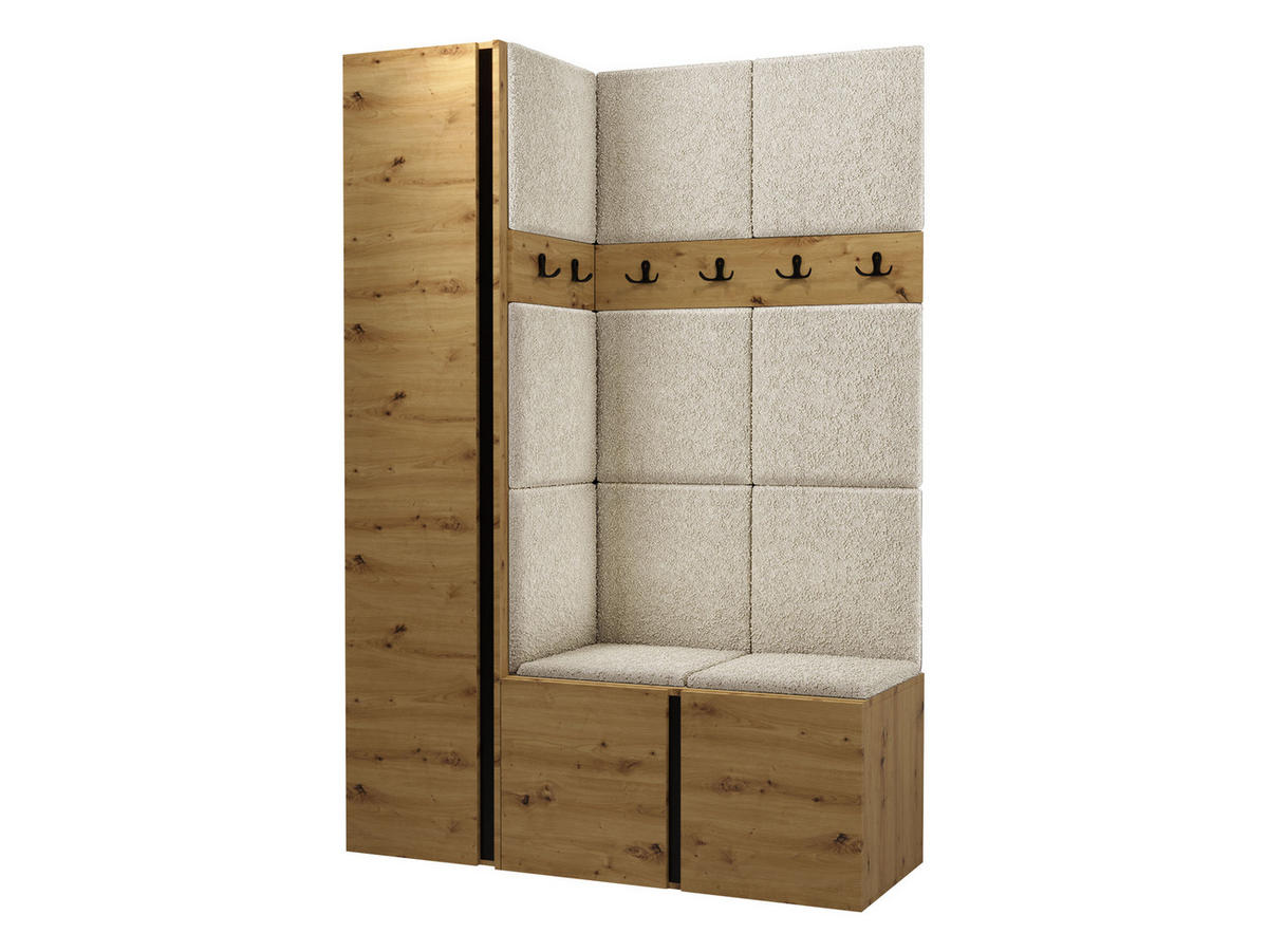 GARDEROBEN-SET Orion IX - Creme/Eiche Artisan, Holzwerkstoff/Kunststoff (124/186/46cm) - MIRJAN24