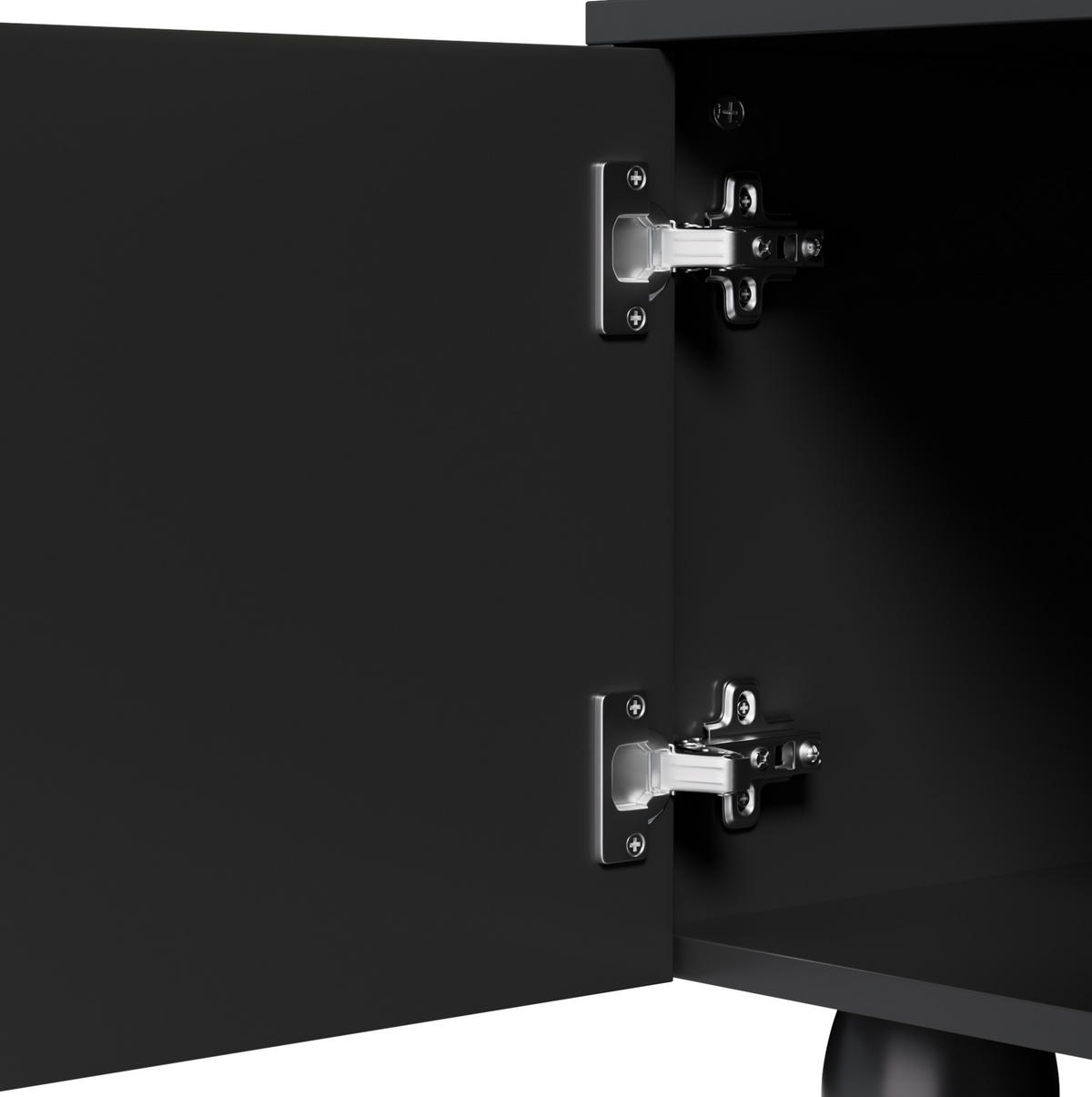 LOWBOARD 180/40/42 cm Schwarz aus Spanplatte mit Massivholzbeinen - Schwarz, Holzwerkstoff (40/42/180cm) - OKMYHOME