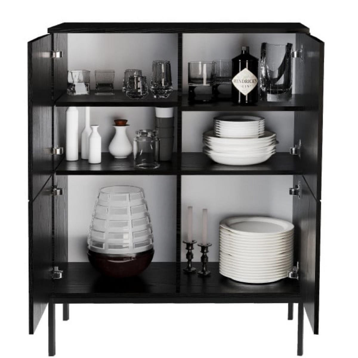KOMMODE Schwarz Industrial Mit Türen Auf Metallbeinen - Schwarz, Holzwerkstoff (100/120/41cm) - Sepro Meble