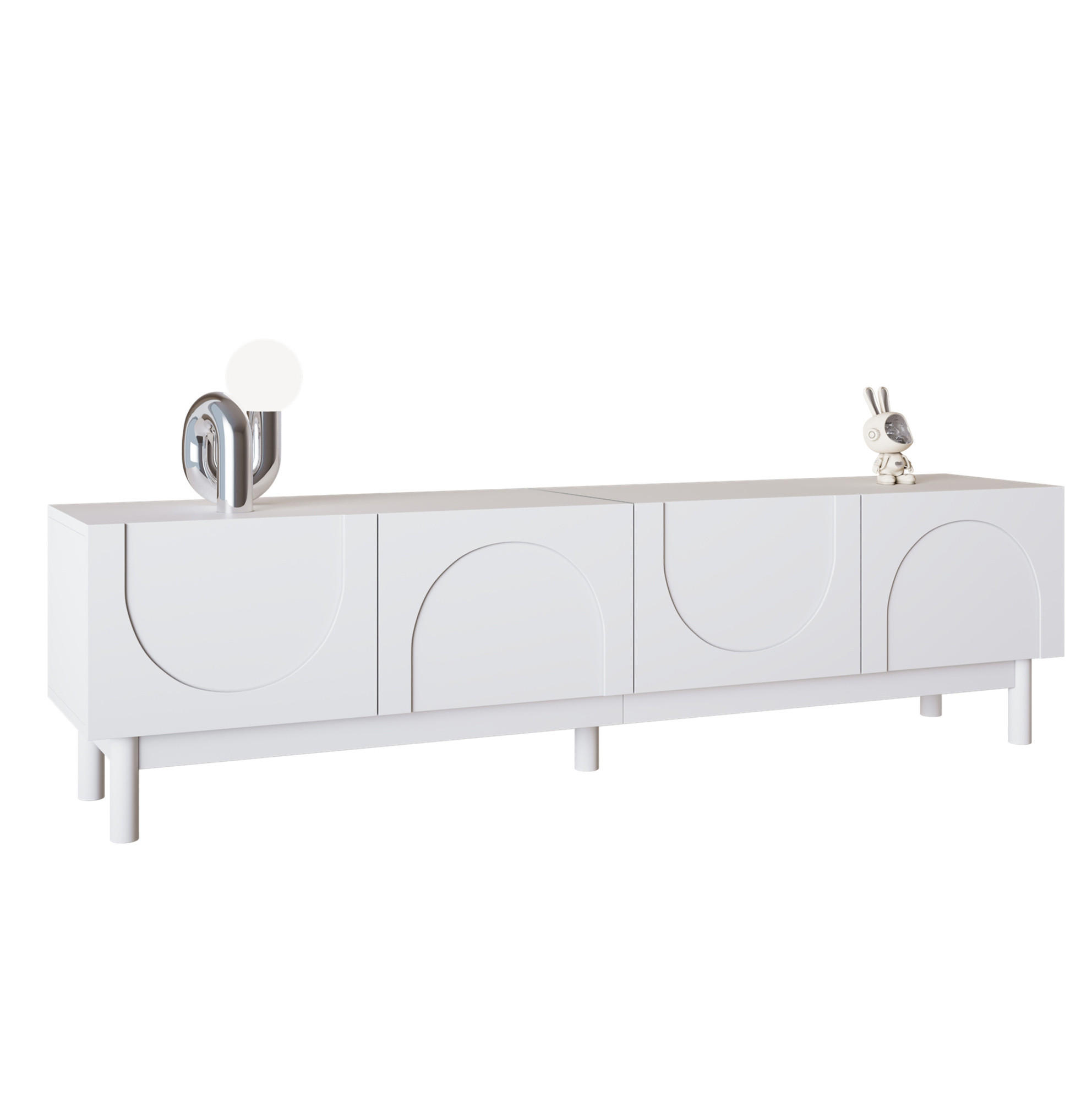 TV-SCHRANK mit 4 Türen 169 x 34 x 45,5 cm Weiß - Weiß, Holzwerkstoff (35/45.5/169cm) - Beauniv