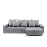 ECKSOFA Piano L Rechts mit Schlaffunktion 137x234 Velours Grau - Silberfarben/Grau, Holz/Textil (178/278cm) - Muffo