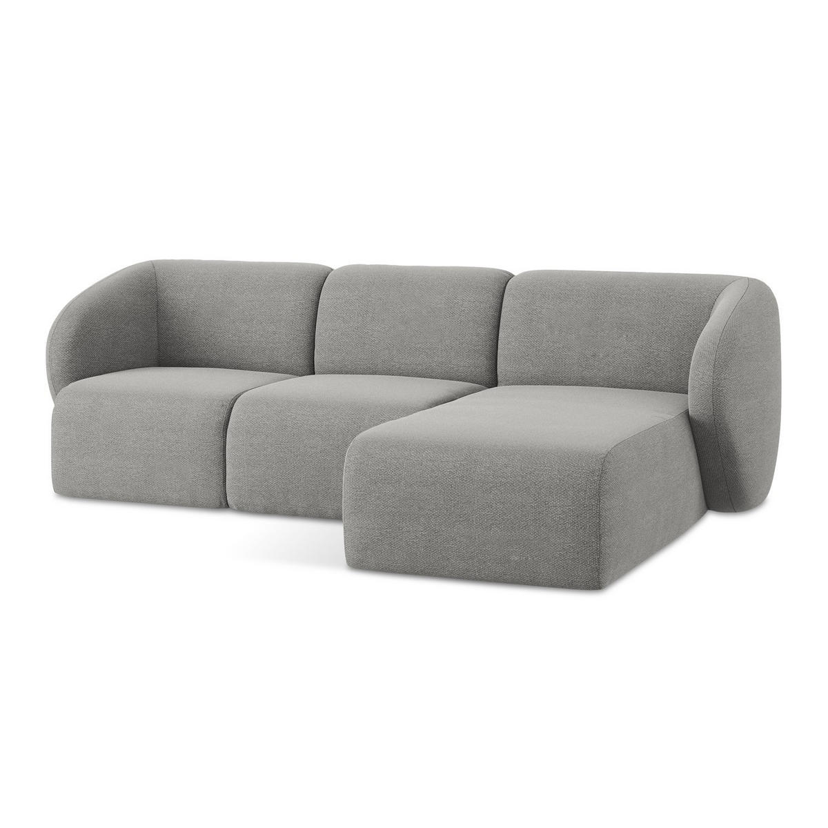 ECKSOFA Rechts Bouclé Stoff Grau - Hellgrau/Schwarz, Holzwerkstoff/Kunststoff (248/166cm) - LaMiaSofa