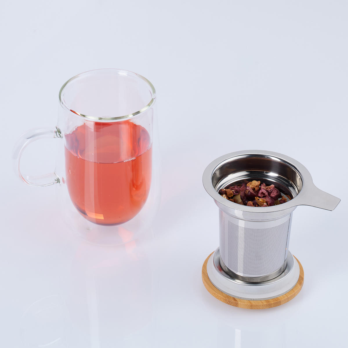 TEEGLAS - Multicolor, Glas/Holz (0.43L) - Relaxdays