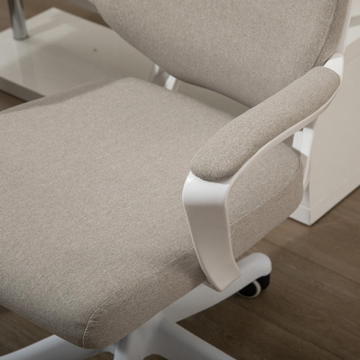 DREHSTUHL 62/69/92-100 cm beige aus Polyester mit Lendenstütze - Beige, Kunststoff (69/100/62cm) - OKWISH