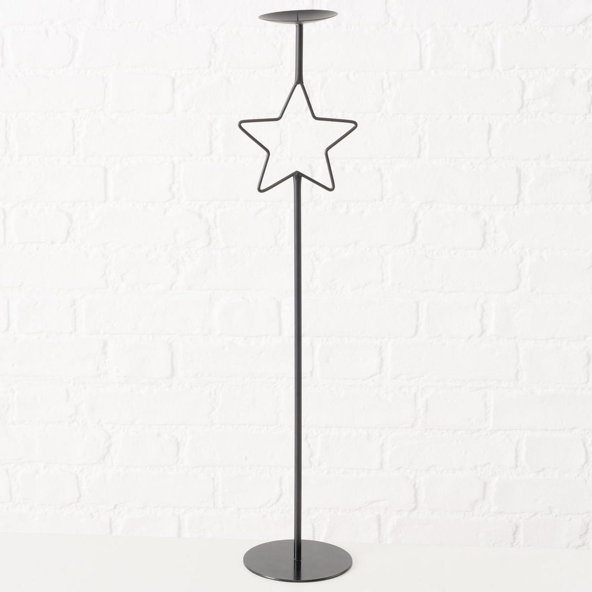 KERZENHALTER aus Metall mit Stern Guila - Schwarz, Metall (20/99.5/20cm) - Boltze Home