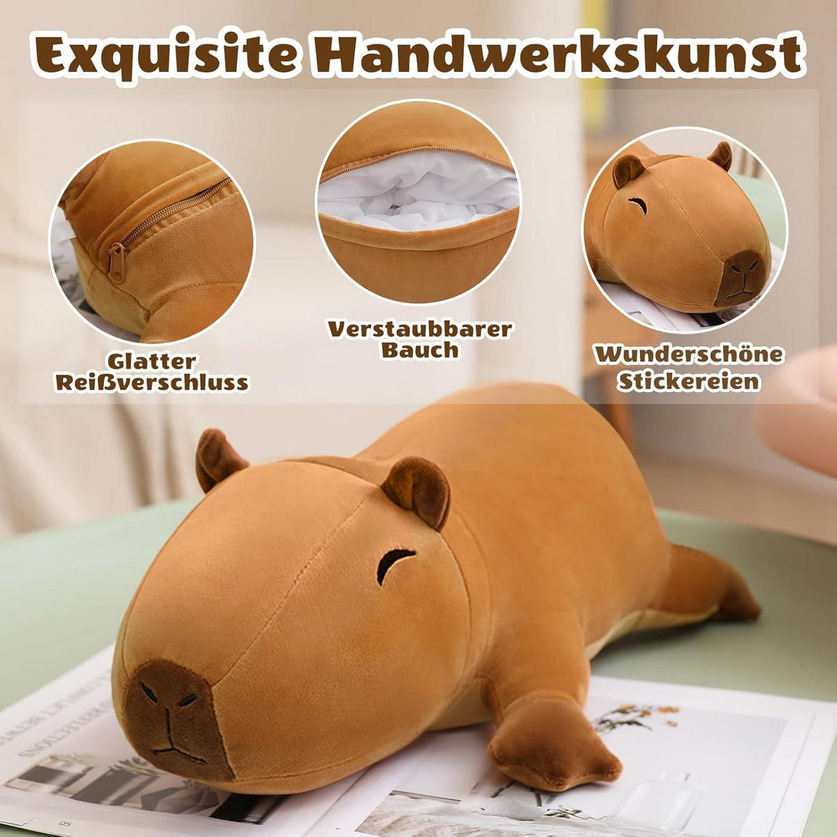 PLÜSCHTIER Capybara mit 4 Babys - Braun, Textil (22/50cm)