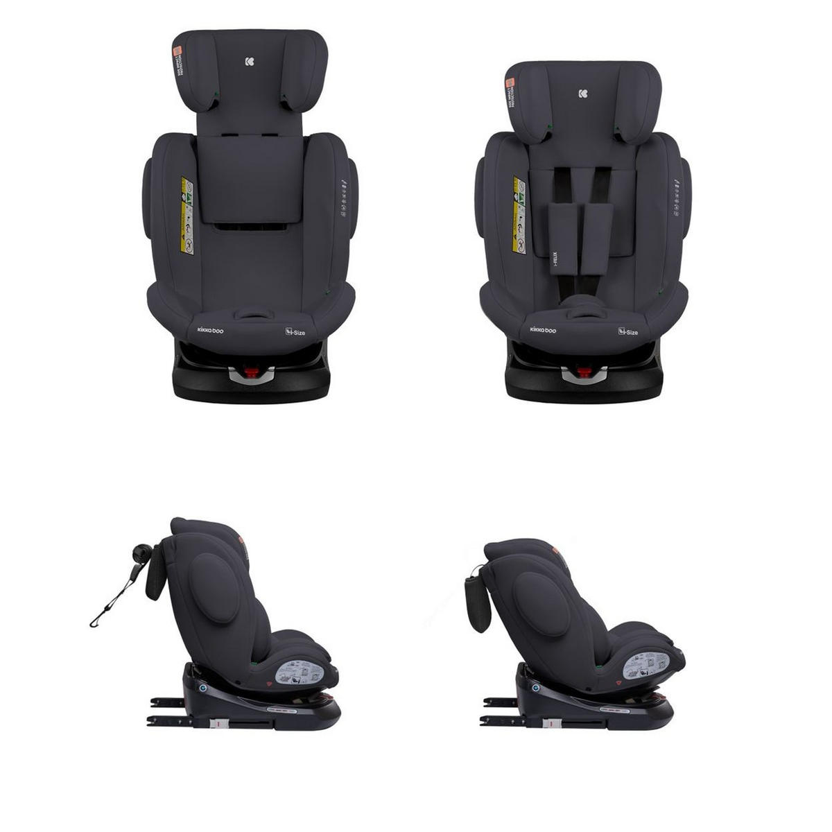 KINDERSITZ i-Felix i-Size grau (40-150cm) Isofix Top Tether 360 Grad Drehung - Grau, Kunststoff (48/59/48cm) - Kikka boo