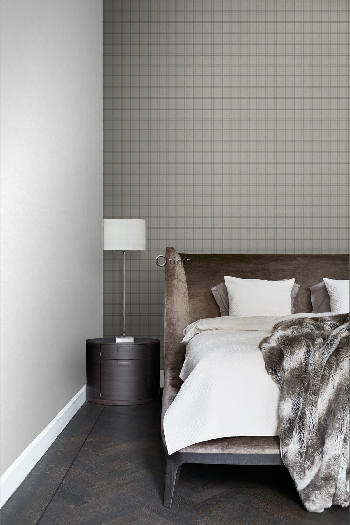 TAPETE Karomuster 53 cm x 10.05 m - Braun, Papier (53/1000cm) - Origin Wallcoverings