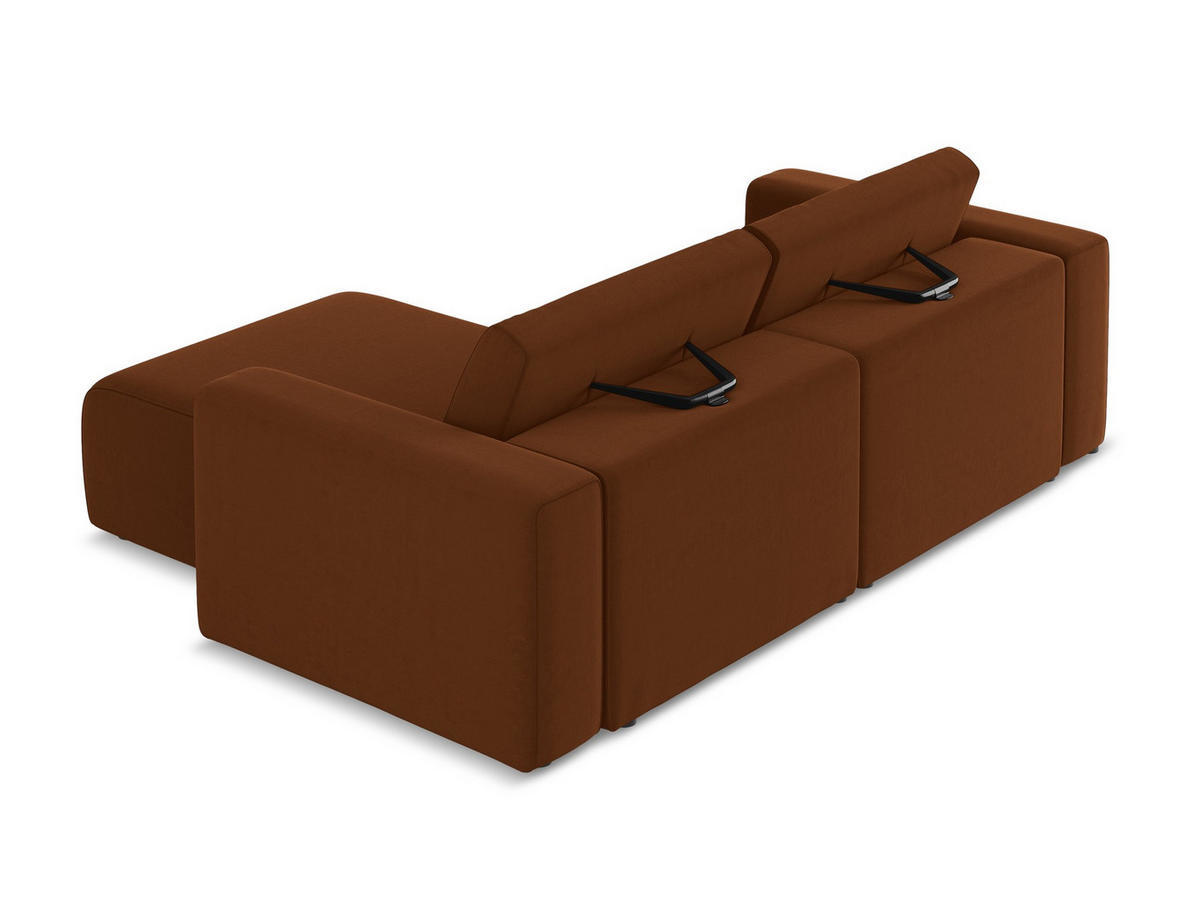 ECKSOFA Rechts Samt Stoff Orange - Rot/Terra cotta, Kunststoff/Textil (224/167cm) - Makamii