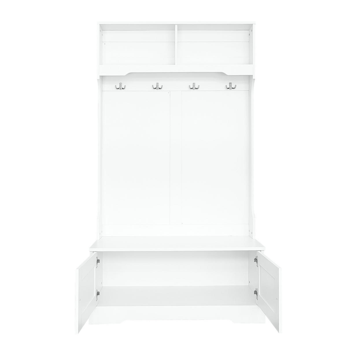 GARDEROBENSCHRANK 101,5/183 cm aus Spanplatte mit Sitzbank und Sanftschluss Weiß - Weiß, Holzwerkstoff (101/183/47cm) - Modenvie