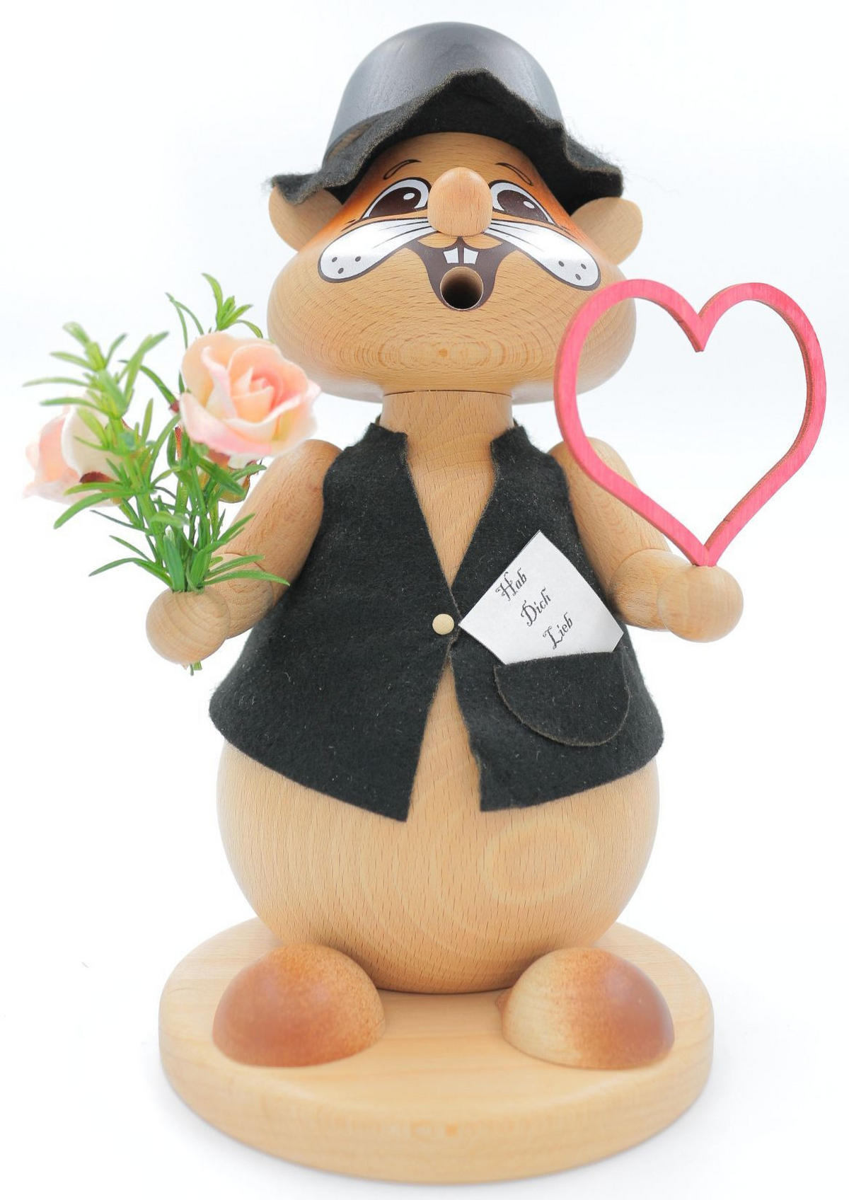 RAUCHFIGUR Hamster Romantiker 24 cm - Multicolor, Holz (15/1/0.1cm)