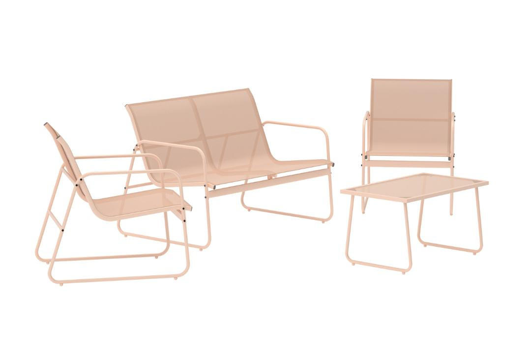 GARTENSET, Scopello, Beige, Stahl, 45 x 75 x 41 cm, 4-teilig - Beige, Metall - ebuy24