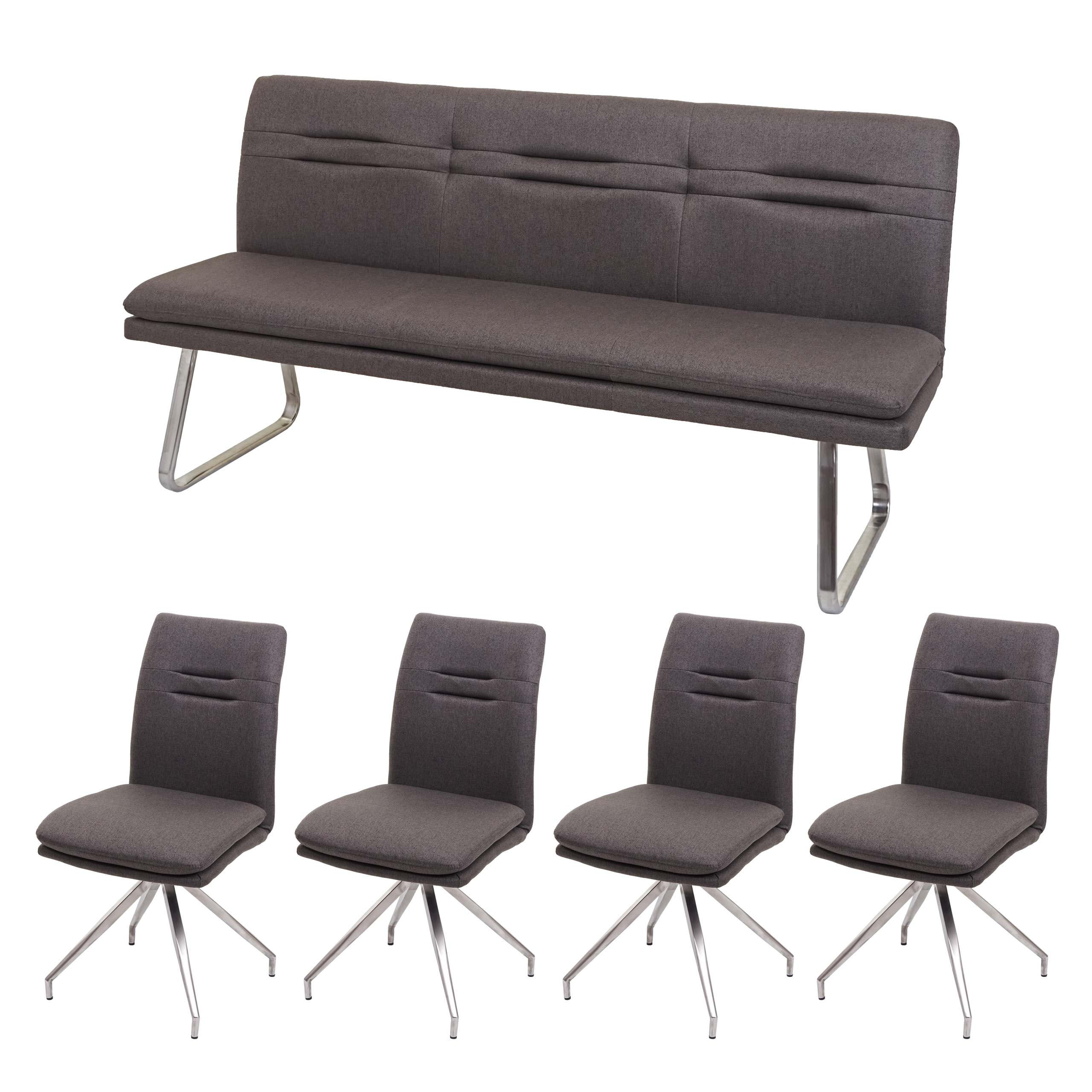 ESSZIMMER-SET Grau, Braun 5er-Set - Braun/Grau, Textil (180/90/60cm) - MCW