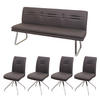 ESSZIMMER-SET Grau, Braun 5er-Set - Braun/Grau, Textil (180/90/60cm) - MCW