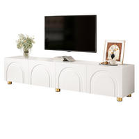 TV-SCHRANK Lowboard 4 Türen Bogenrelief Metallfüße - Weiß, Holzwerkstoff (35/40/180cm) - FLIEKS