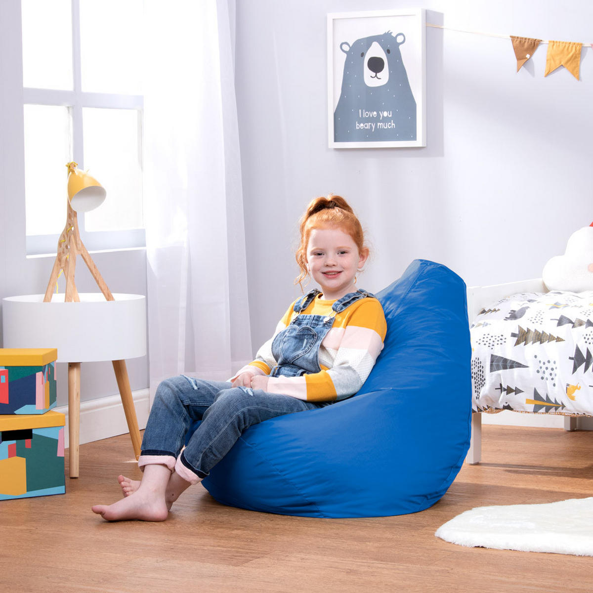 OUTDOORSITZSACK Liegestuhl für Kinder - Blau, Kunststoff (69/59/65cm) - Veeva