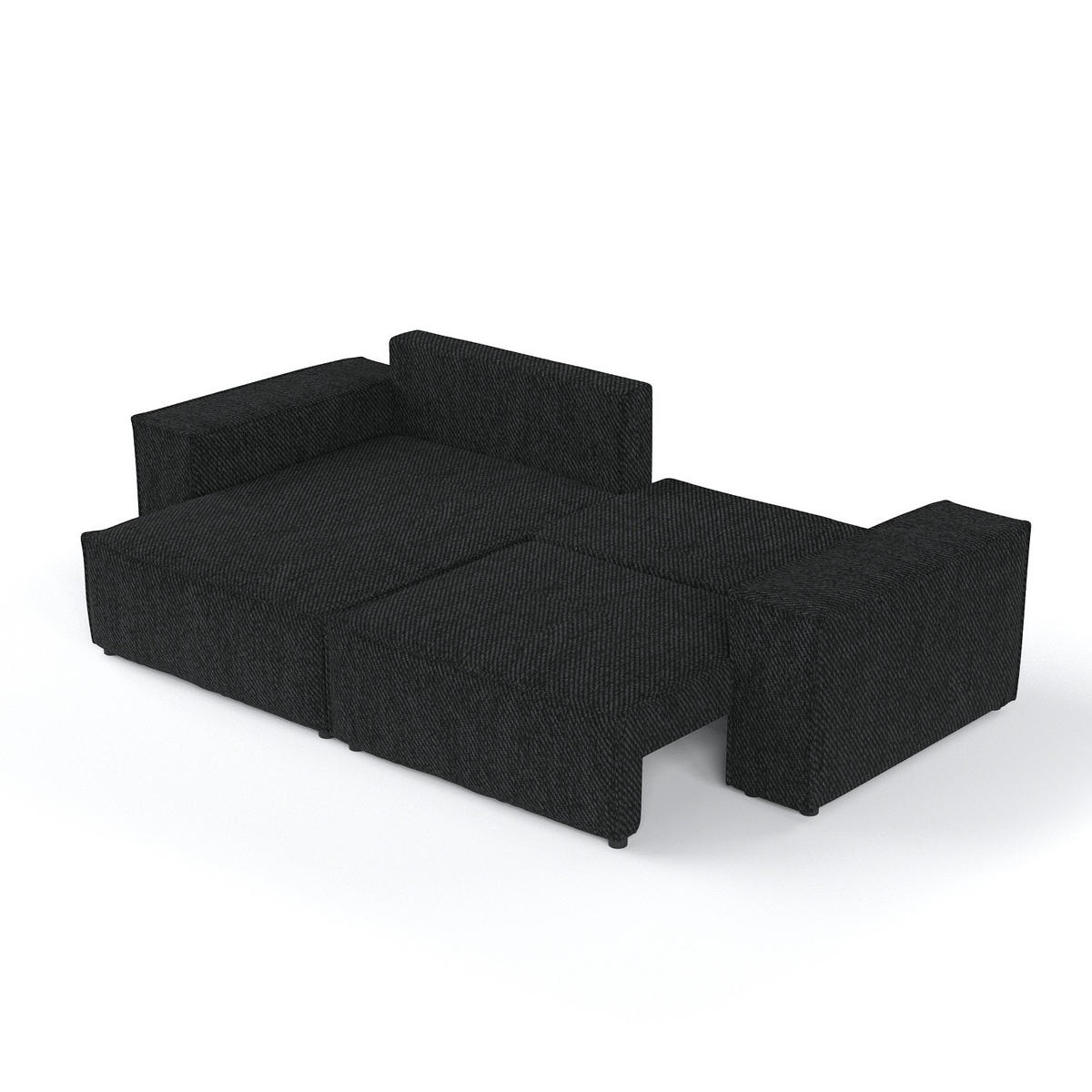 ECKSOFA CAVO mit Schlaffunktion Schwarz im Neve Stoff - Schwarz, Holz/Holzwerkstoff (255/148cm) - AltaBeds