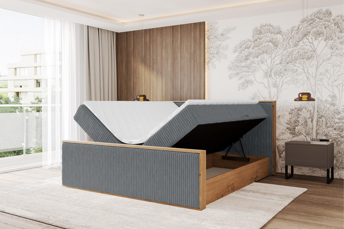 BOXBETT LOLLI9 -Z 120x200 - H3 Dunkelgrau - Dunkelgrau, Holzwerkstoff (120/200cm) - ALTDECOR