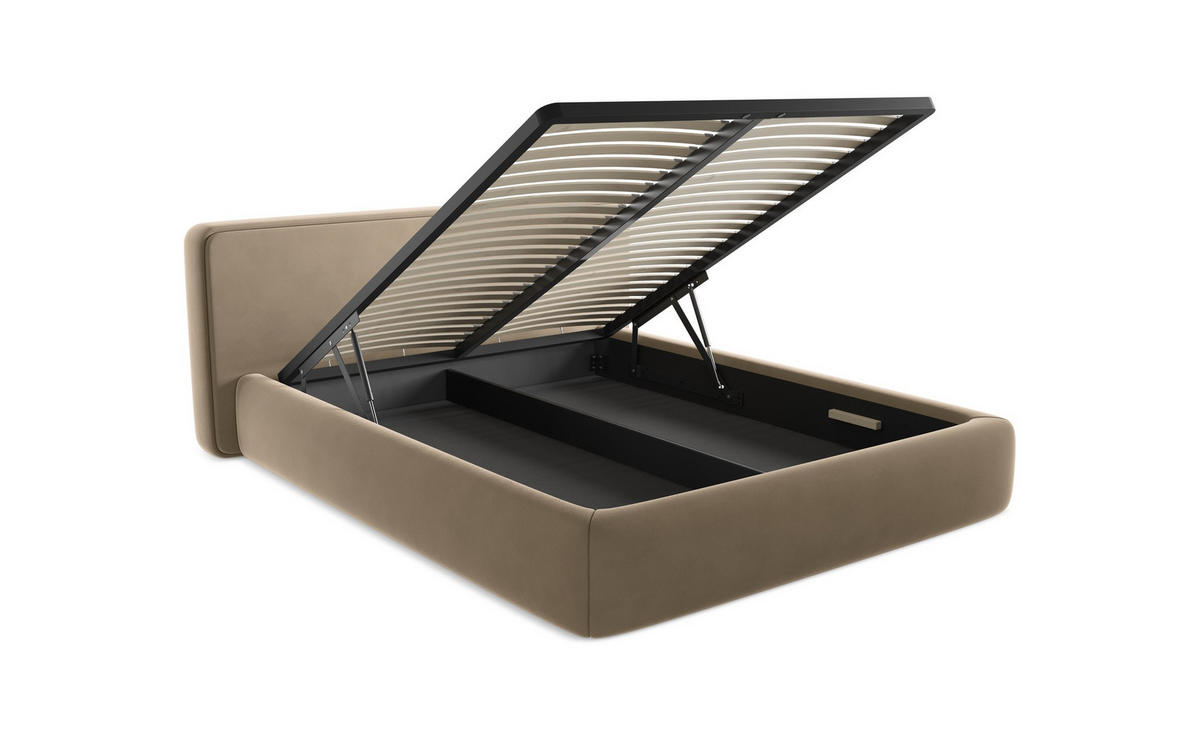 POLSTERBETT mit Bettkasten und Lattenrost 200x228 Schwarz - Schwarz, Kunststoff/Textil (180/200cm) - Makamii