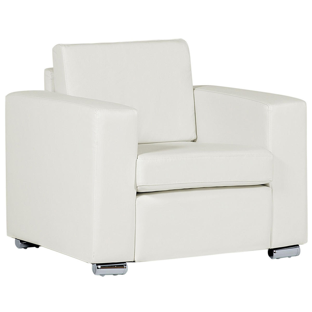 SESSEL Leder weiß Helsinki - Silberfarben/Weiß, Leder (96/72/76cm) - Beliani