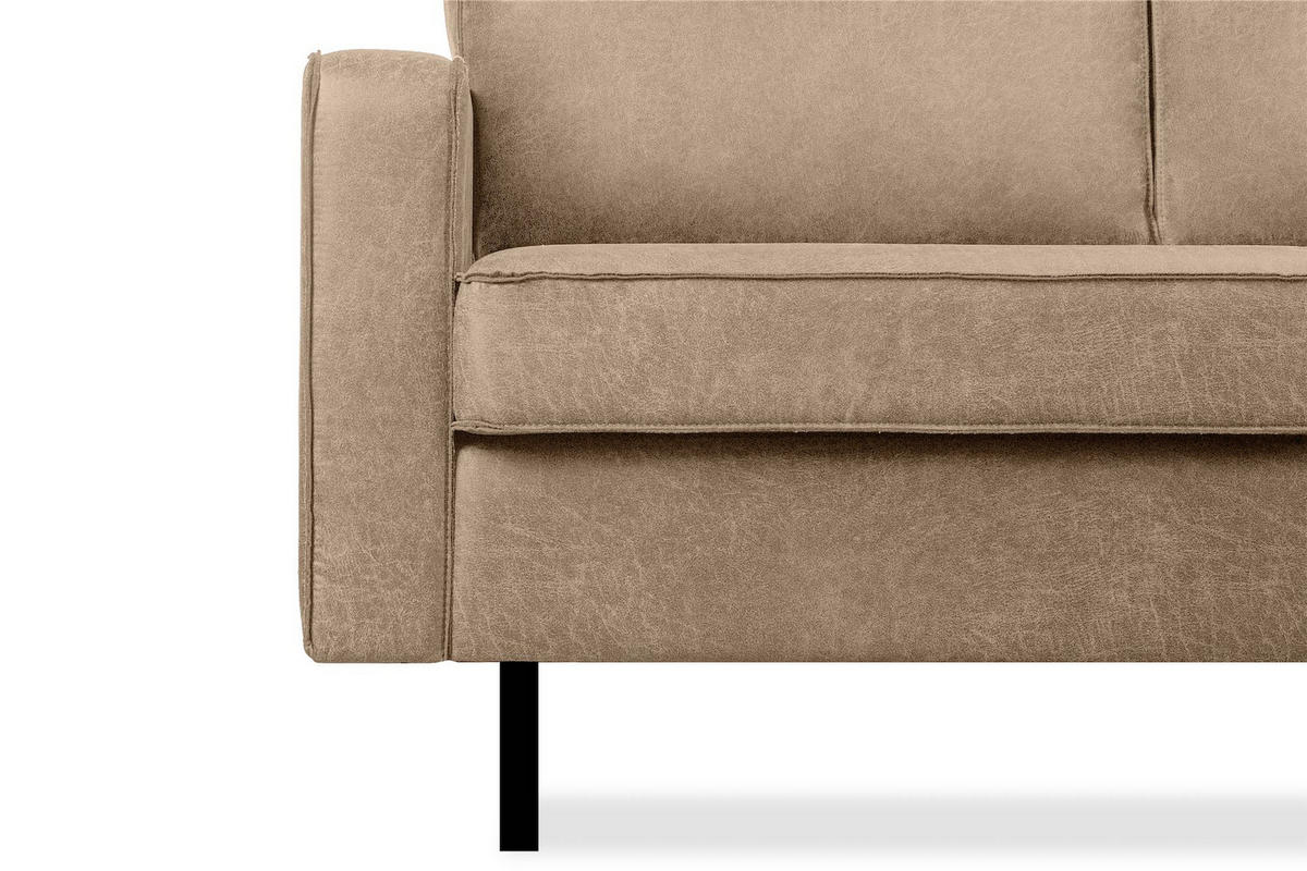 ECKSOFA-RECHTS INVIA mit Armlehnen vintage, Lederoptik-Stoff, beige - Beige/Schwarz, Textil (234/160cm) - KONSIMO®