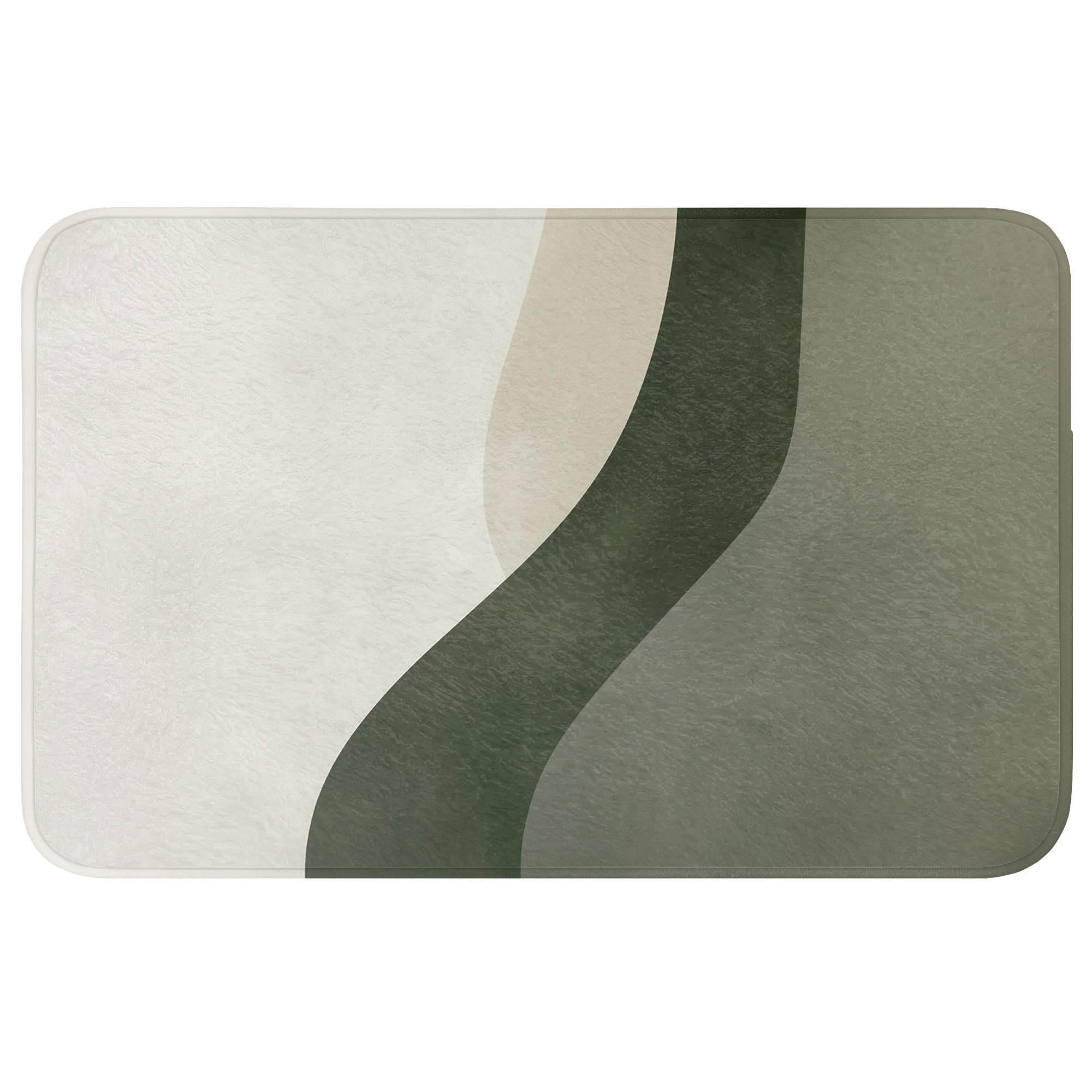 BADEMATTE Japandi - Grün - Abstrakt - Modern Badvorleger 80x50 cm - Grün, Kunststoff/Textil (80/50cm) - OnlyWow