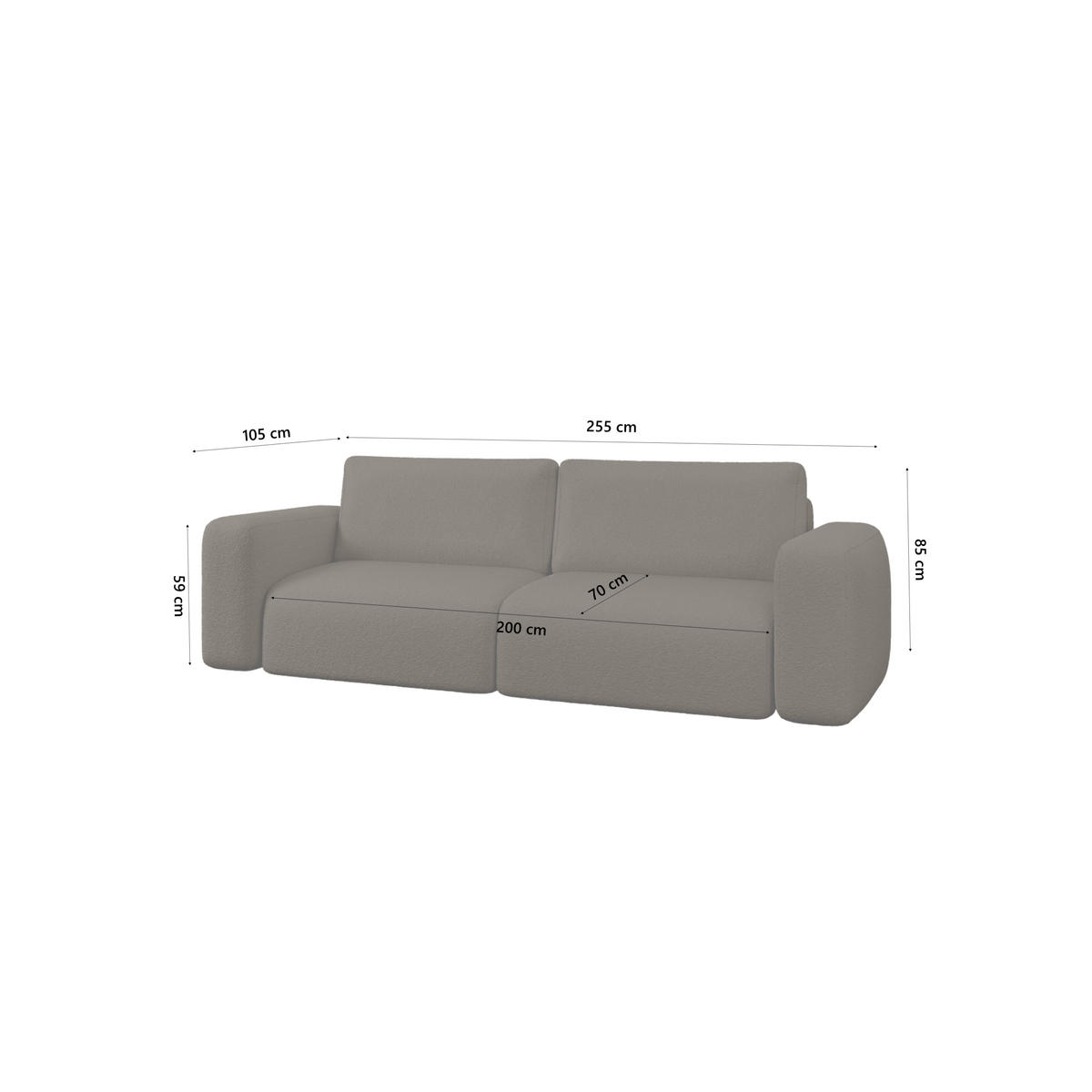 SOFA TALW mit Schlaffunktion, Dunkelbraun - Dunkelbraun, Textil (255/85/105cm) - Fedve