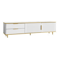 TV-SCHRANK in Weiß und Gold mit 2 Schubladen und 2 Türen 175/40/45 cm - Weiß, Holzwerkstoff (175/45/40cm) - Redom