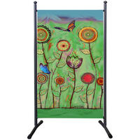 PARAVENT 1-tlg. 180x78 cm Green Flowers - Multicolor/Grün, Metall (78/180cm) - QUICK STAR