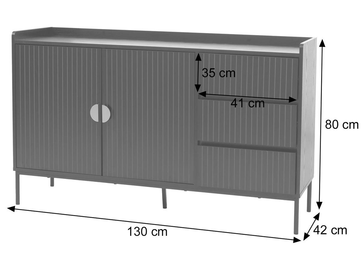 SIDEBOARD Čierna - čierna, drevo (130/80/42cm) - MCW