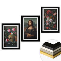 WANDBILDER 3er-Set - 20x30 cm Schwarzer Rahmen - Blumenschädel-Porträt Mona Lisa - Schwarz, Kunststoff (20/30cm) - ArtPrintCave