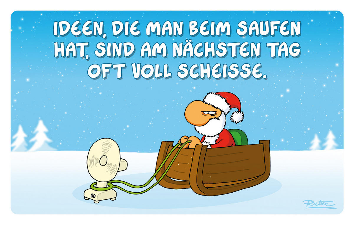 BRETTCHEN Ralph Ruthe XMAS Blau 14,5 x 23,5 cm - Blau, Kunststoff (14.5/23.5cm) - United Labels