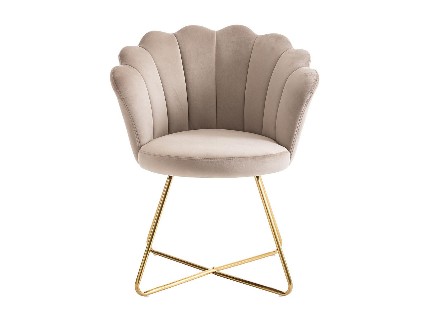 STUHL - 69 cm x 64 cm - Samt, Stoff - Beige - FIORI - Beige, Textil (69/85.5/64cm) - Vente-Unique