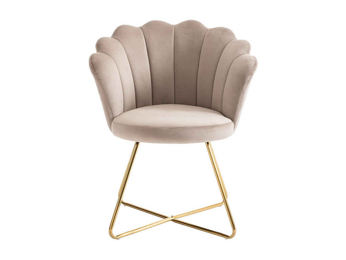 STUHL aus Samt & Metall - Beige & Goldfarben - FIORI II - Beige, Textil (64/85.5/69cm) - Vente-Unique