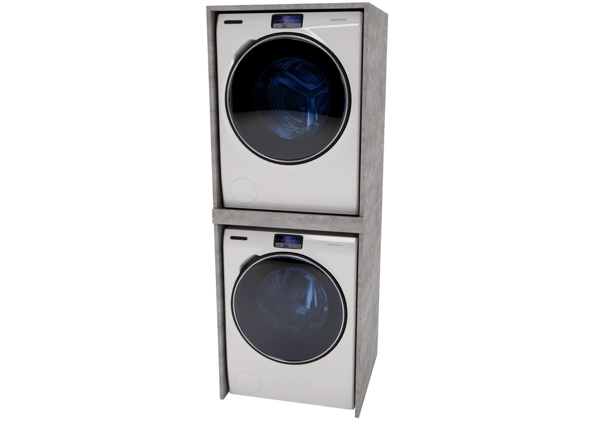 WASCHMASCHINENSCHRANK für Waschmaschine & Wäschetrockner Beige 66/180/51cm BETON 66x180x51cm - Grau, Holzwerkstoff (66/180/51cm) - CraftPAK