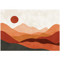 FOTOTAPETE Art Deco Gebirge Orange 400x280 cm - Multicolor, Papier (400/280cm) - Wallarena