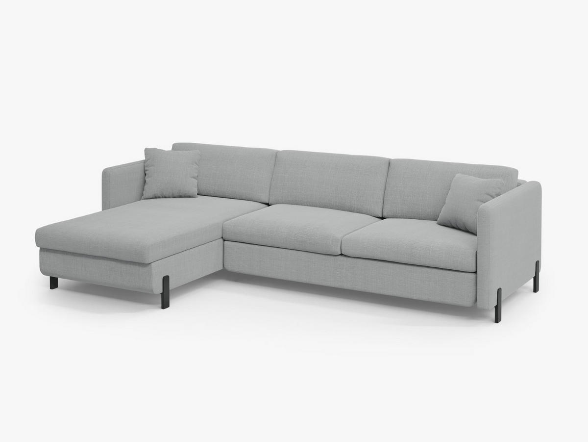 ECKSOFA ausklappbar links mit Container Gloria aus strukturiertem Stoff hellgrau 4 Sitzplätze - Hellgrau, Textil (260/170cm) - Micadoni