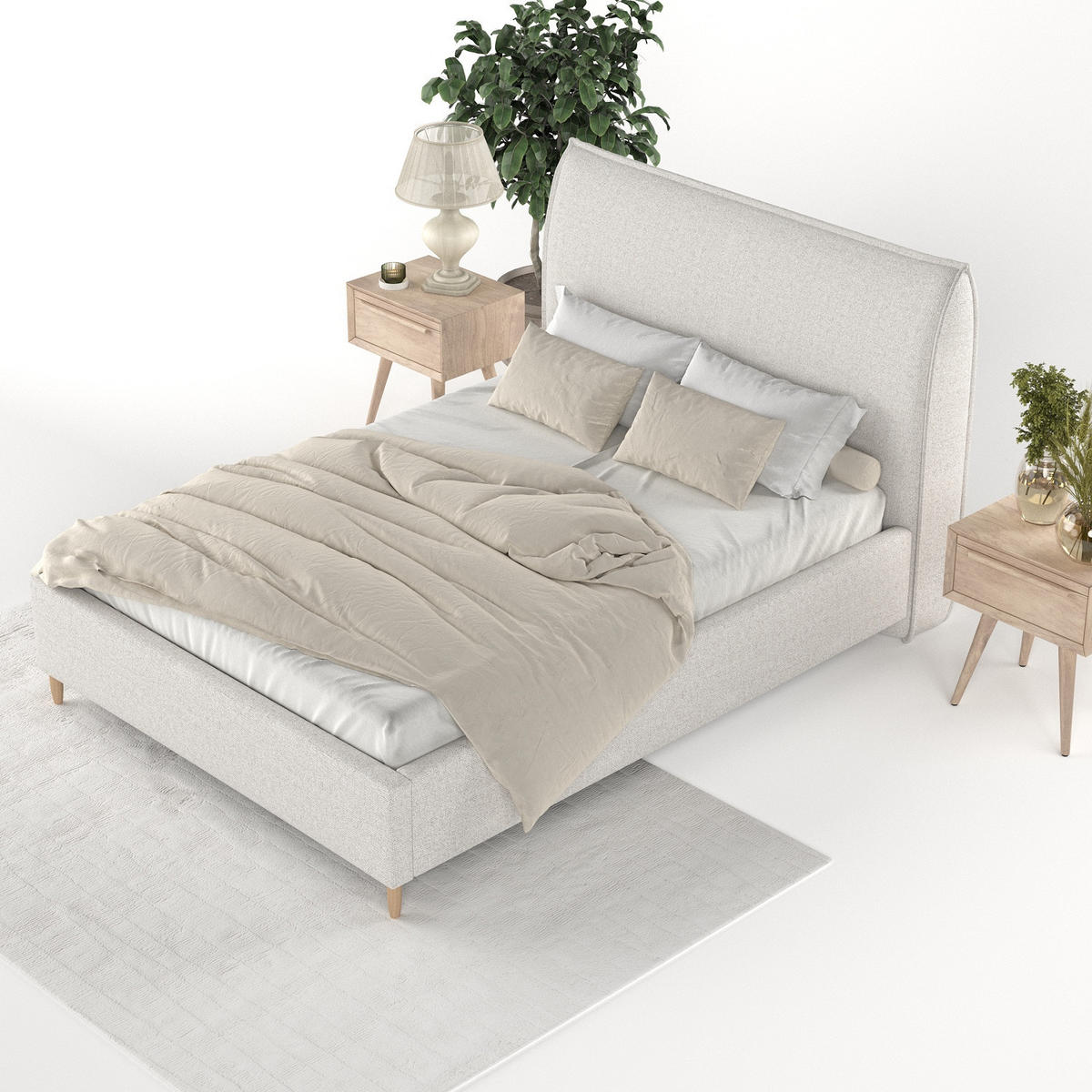 POLSTERBETT Mira 140/200 cm Hellbeige im Riva Stoff - Beige/Naturfarben, Holz/Holzwerkstoff (140/200cm) - AltaBeds