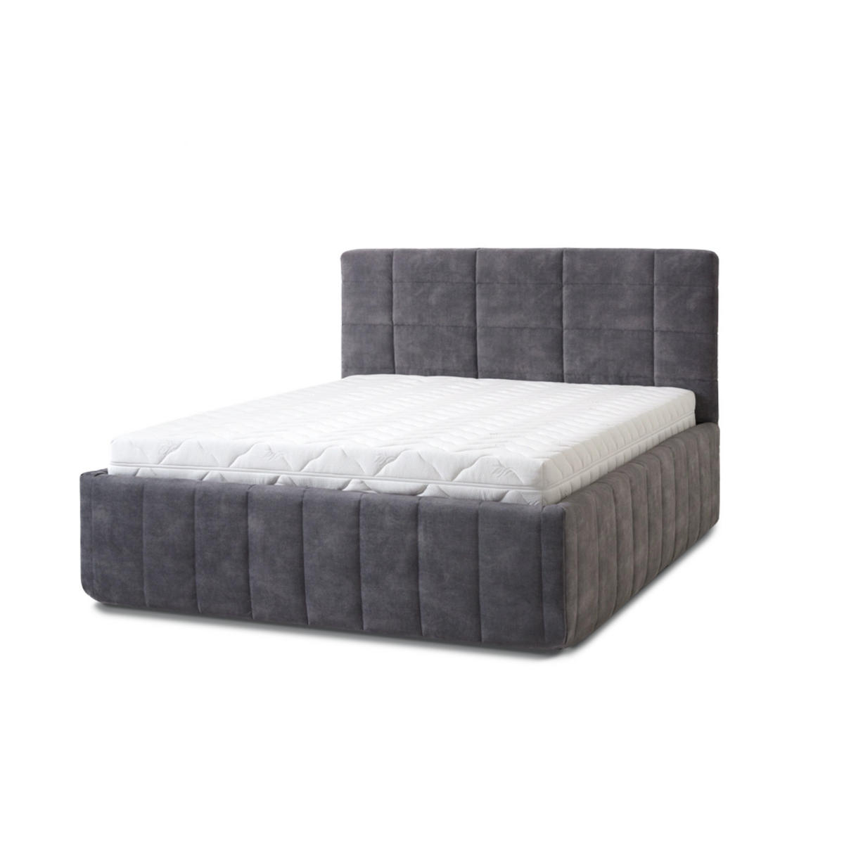 POLSTERBETT Reta Grande 180x200 in Plüsch Ash Warm Gray - Blaugrau, Holz (180/200cm) - Letti Moderni