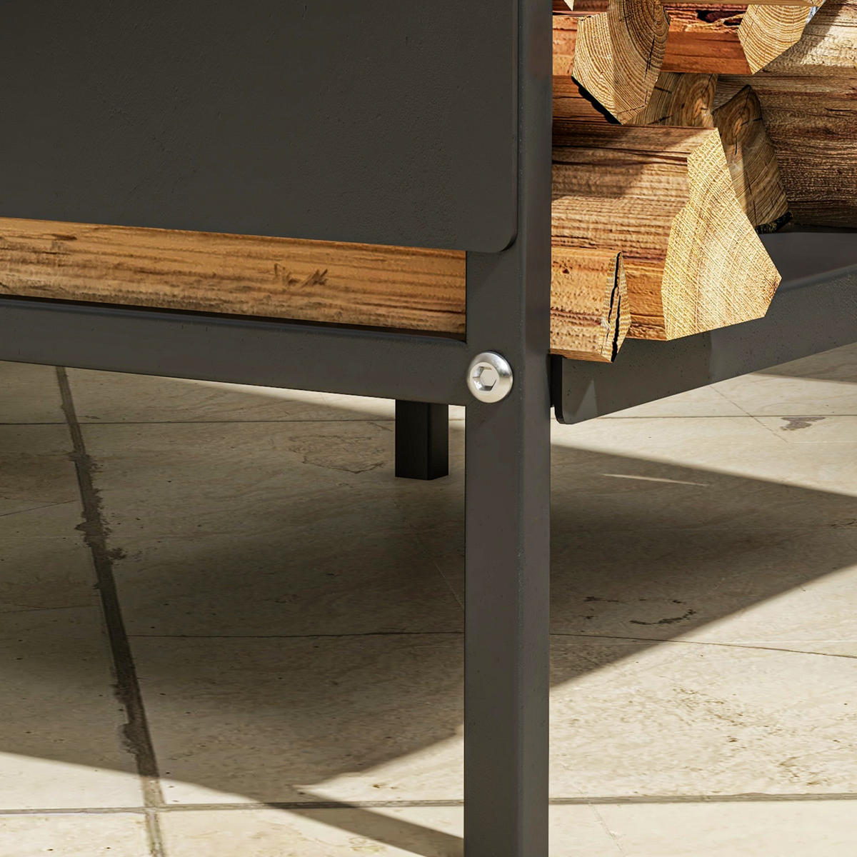 KAMINHOLZREGAL DE-18370 kompakt mit 50 kg Tragfähigkeit Schwarz - Schwarz, Metall (28/65/44cm) - ComfortXL