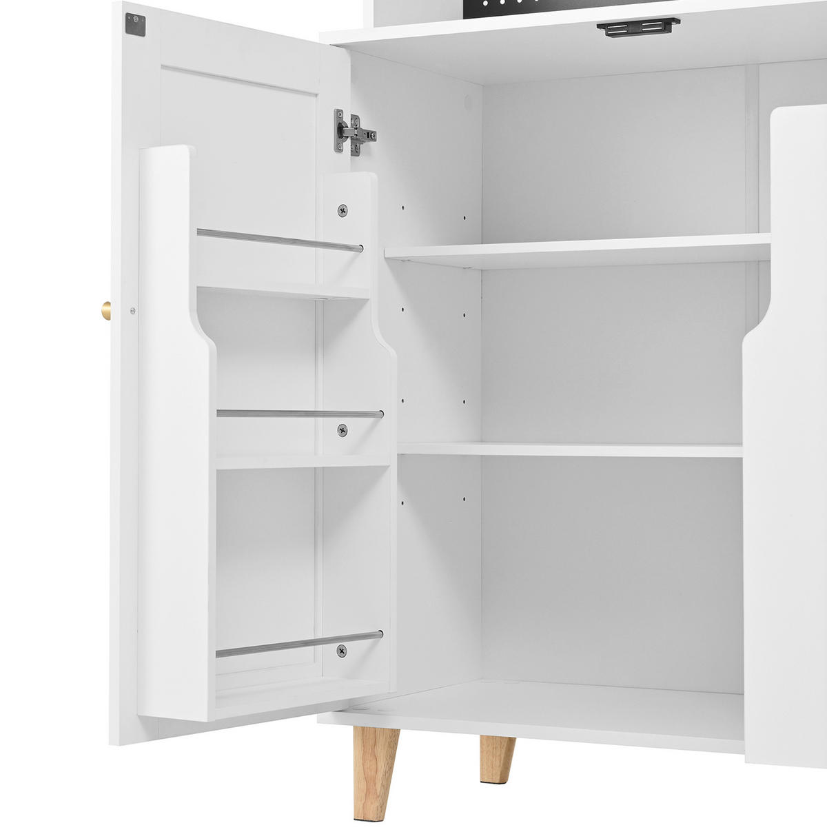BUFFET 120x40x184 cm Weiß mit Fluted Glas & Ladestation - Weiß, Holzwerkstoff (120/184/40cm) - Modfu