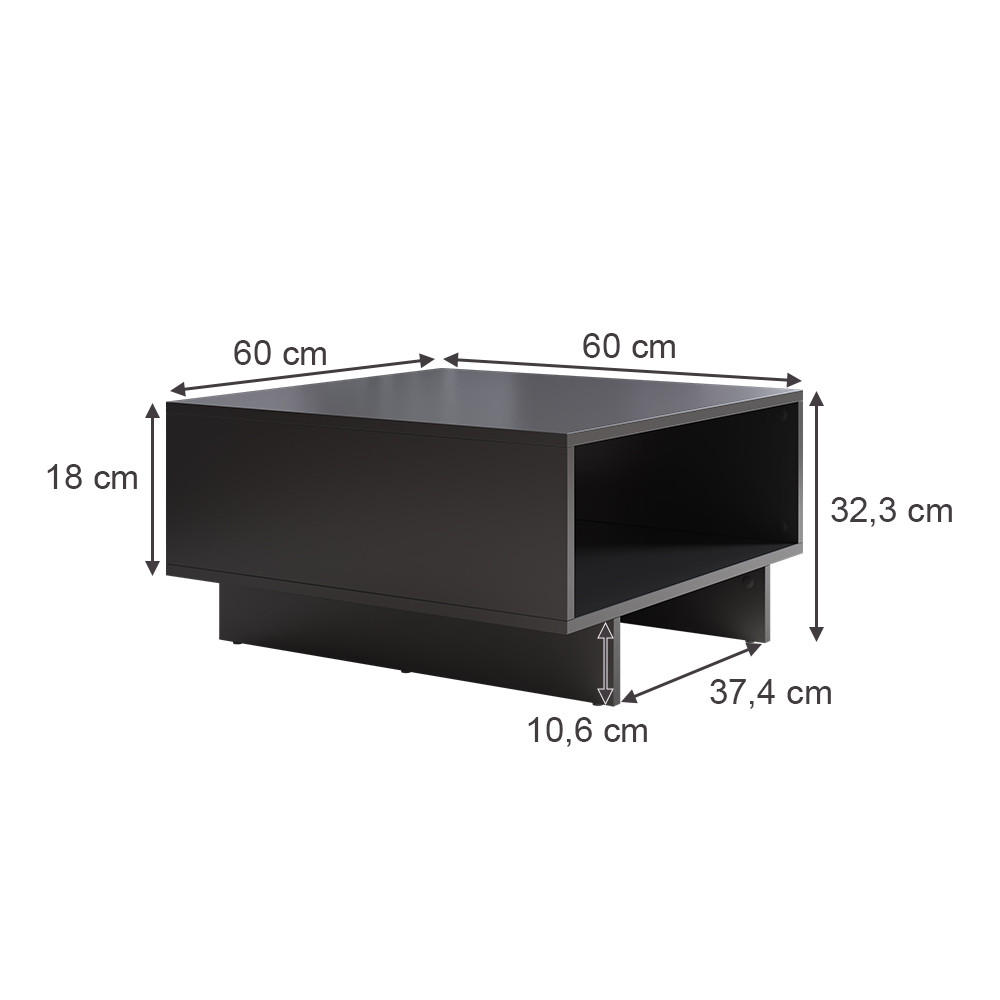 COUCHTISCH Luka Anthrazit 60 x 60 cm - Anthrazit, Holzwerkstoff (60/60/32.3cm) - Vicco