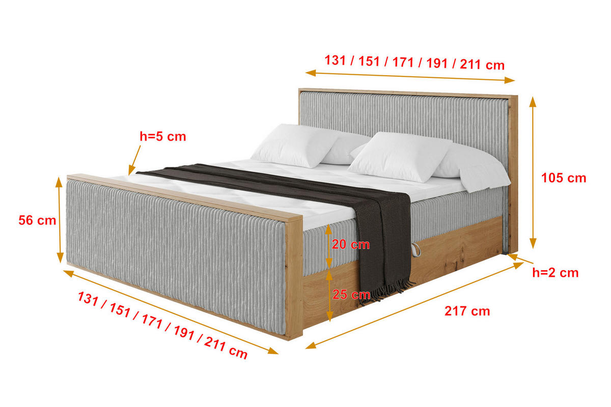 BOXBETT LOLLI9 -Z 140x200 - H4 Grau - Grau, Holzwerkstoff (140/200cm) - ALTDECOR