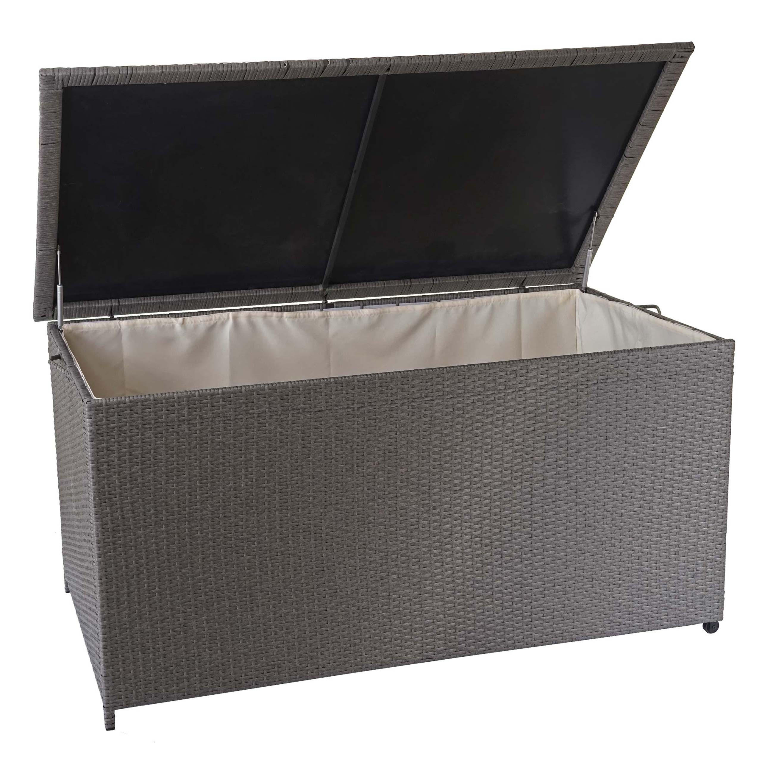 KISSENBOX aus Poly-Rattan HxBxT 80x160x94cm Premium grau 320L - Grau, Kunststoff (160/80/94cm) - PROREGAL