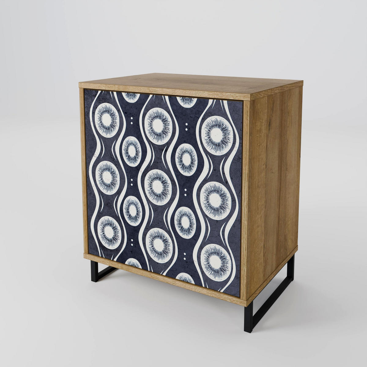 SIDEBOARD GRAPHITE EYES, Eichefarben, 57,5x42x77,5 cm, Schräge Buchenholzfüße - Eichefarben/Buchefarben, Holzwerkstoff/Buchenholz (57.5/77.5/42cm) - SpaceRebels