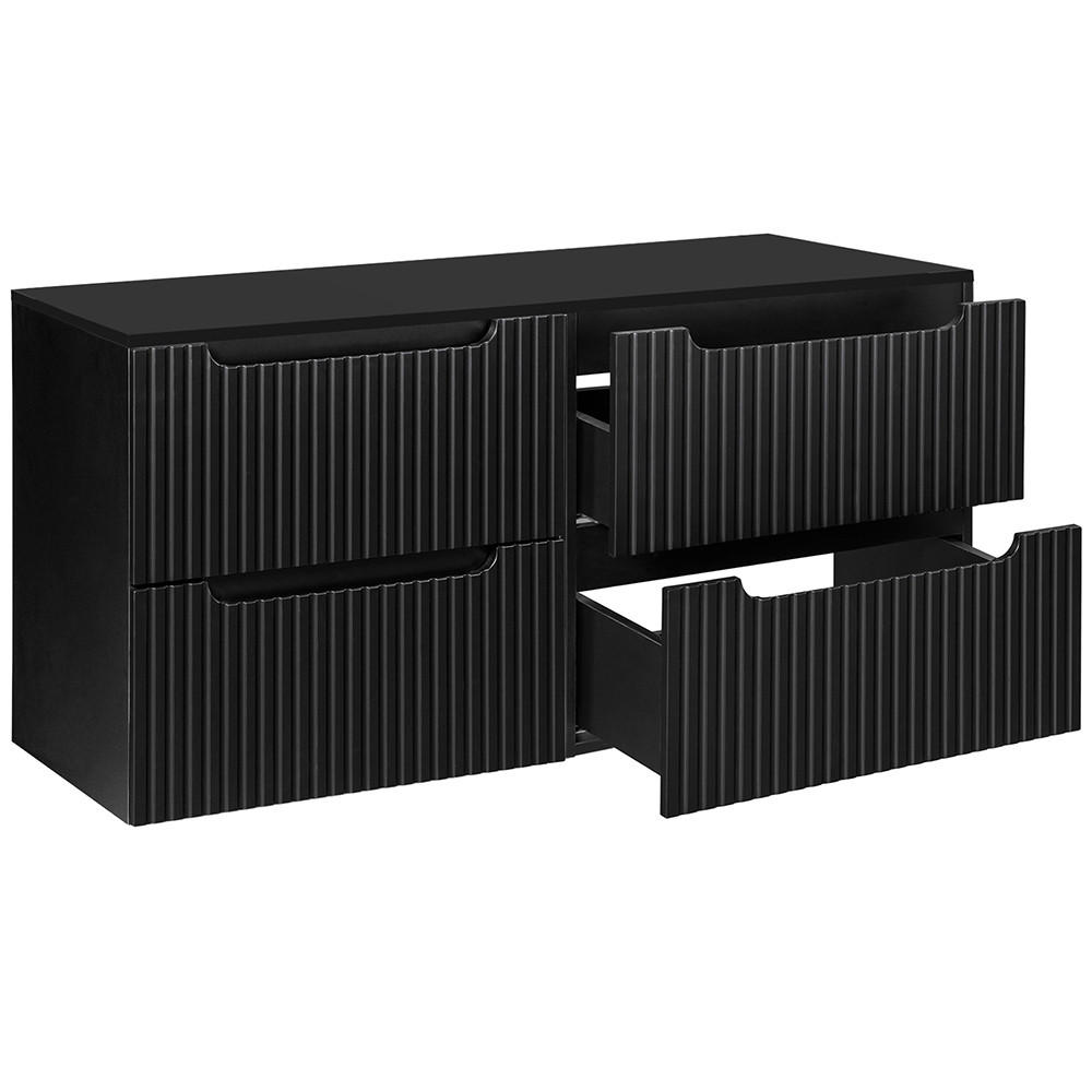 WASCHBECKENSCHRANK Newport-56 - Schwarz, Holzwerkstoff (120/60/40cm) - Lomado