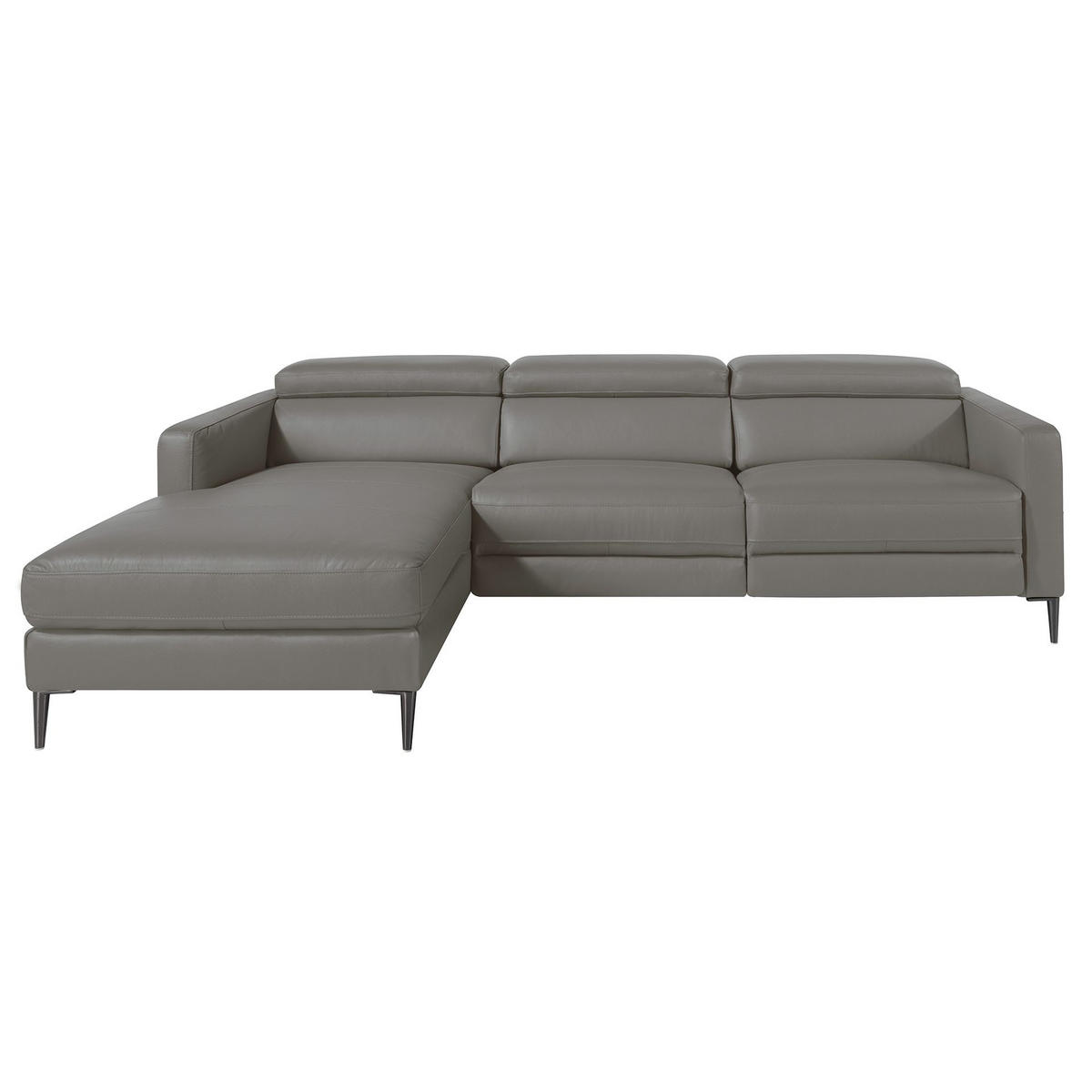 ECKSOFA Relaxsofa mit Chaiselongue links aus dunkelgrauem Leder 258/173/95 cm - Dunkelgrau/Grau, Leder (258/173cm) - ANGEL CERDA