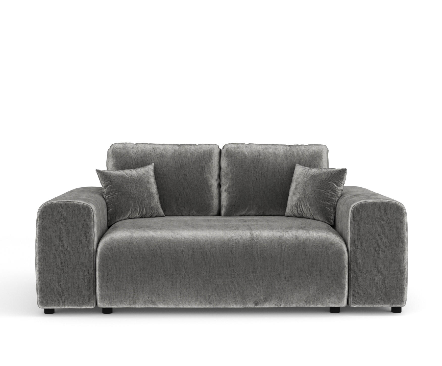 2-SITZER-SOFA Zanzibar Grau Chenille - Schwarz/Grau, Holz/Holzwerkstoff (178/79/108cm) - Maison de Reve